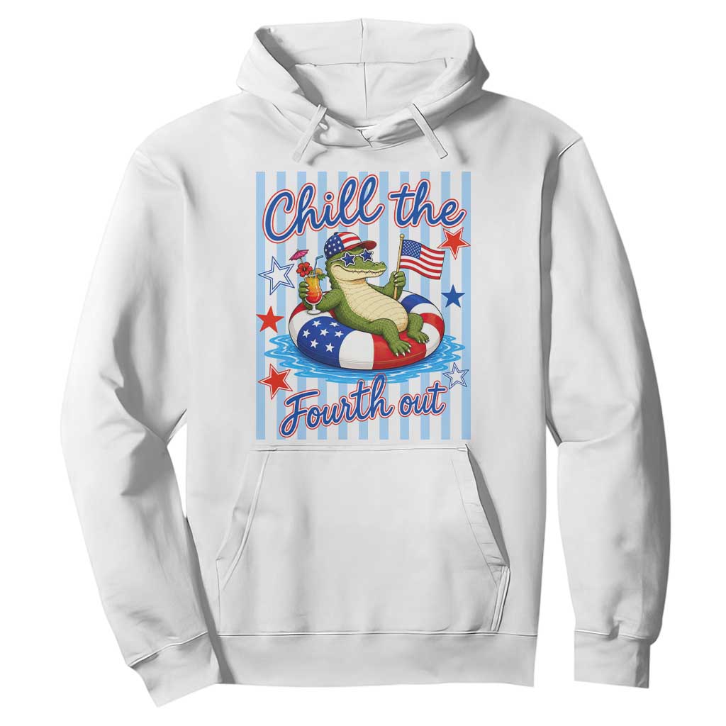 Funny Patriotic Alligator Hoodie Chill The Fourth Out TS12 White Print Your Wear
