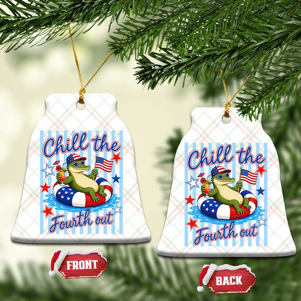 Funny Patriotic Alligator Ceramic Ornament Chill The Fourth Out TS12 Print Your Wear