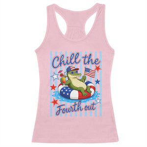 Funny Patriotic Alligator Racerback Tank Top Chill The Fourth Out TS12 Light Pink Print Your Wear