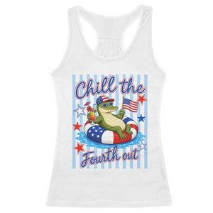 Funny Patriotic Alligator Racerback Tank Top Chill The Fourth Out TS12 White Print Your Wear
