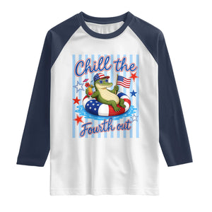 Funny Patriotic Alligator Raglan Shirt Chill The Fourth Out TS12 White Navy Print Your Wear