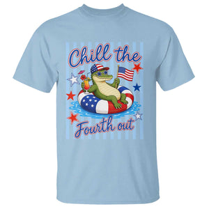 Funny Patriotic Alligator T Shirt Chill The Fourth Out TS12 Light Blue Print Your Wear