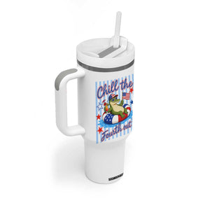 Funny Patriotic Alligator Tumbler With Handle Chill The Fourth Out TS12 Print Your Wear