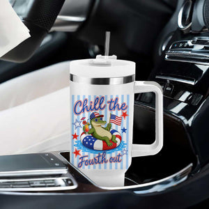 Funny Patriotic Alligator Tumbler With Handle Chill The Fourth Out TS12 Print Your Wear