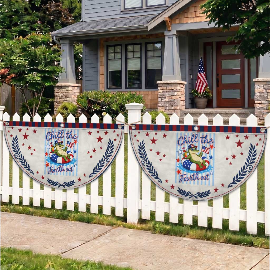 Funny Alligator Patriotic Fan Flag Chill The Fourth Out TS12 2pcs pack Laurel Beige Print Your Wear