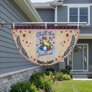 Funny Alligator Patriotic Fan Flag Chill The Fourth Out TS12 2pcs pack Laurel Tan Print Your Wear