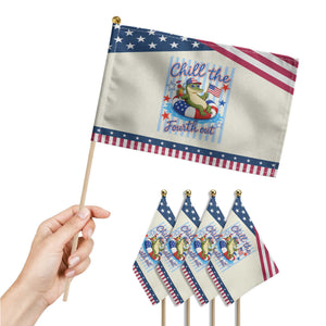 Funny Alligator Patriotic Handheld Flag Chill The Fourth Out TS12 Print Your Wear