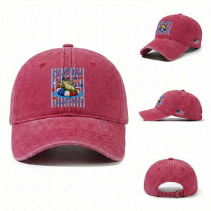 Funny Patriotic Alligator Washed Cotton Baseball Cap Chill The Fourth Out TS12 Washed Cap Universal Fit Red Print Your Wear