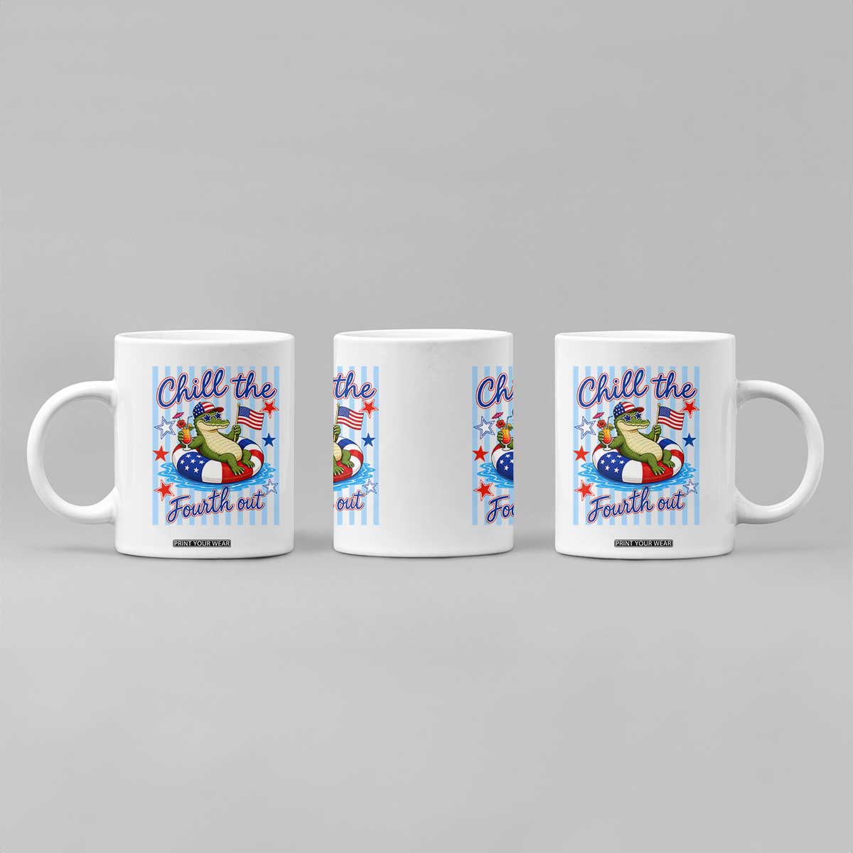 Funny Patriotic Alligator Coffee Mug Chill The Fourth Out TS12 Print Your Wear