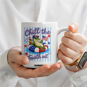 Funny Patriotic Alligator Coffee Mug Chill The Fourth Out TS12 Print Your Wear