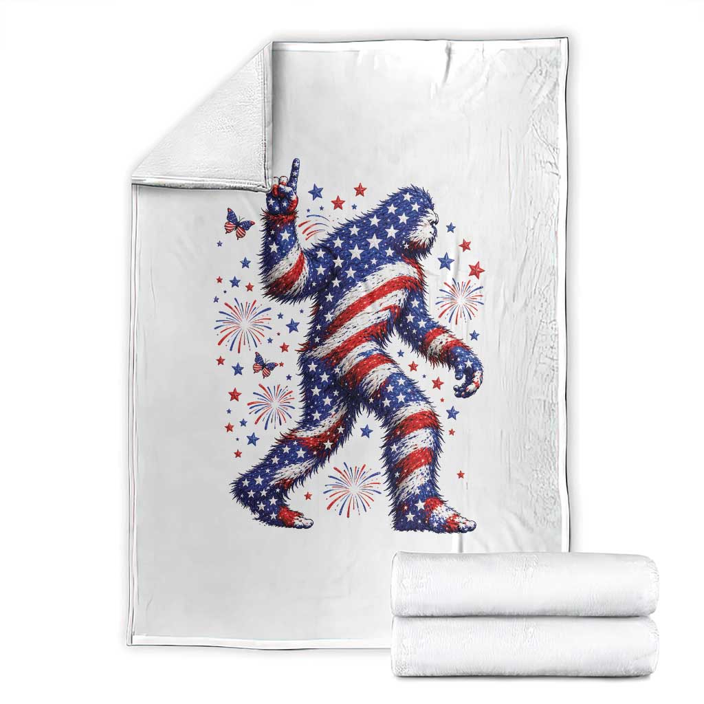 Funny Patriotic Bigfoot Throw Blanket 4th Of July Freedom TS12 White Print Your Wear