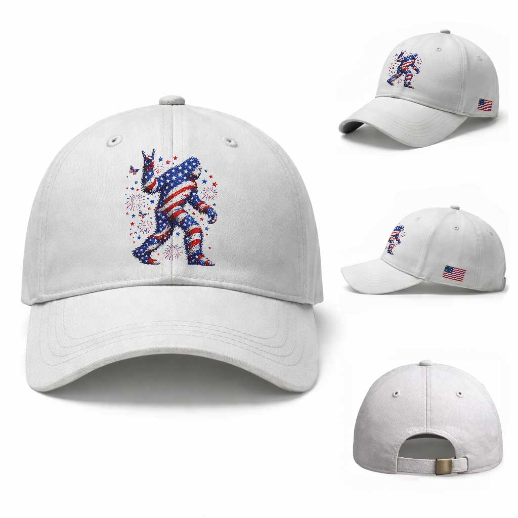 Funny Patriotic Bigfoot Baseball Cap 4th Of July Freedom TS12 Baseball Cap Universal Fit White Print Your Wear