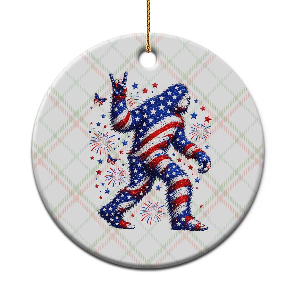 Funny Patriotic Bigfoot Ceramic Ornament 4th Of July Freedom TS12 1pc Christmas Plaid Print Your Wear