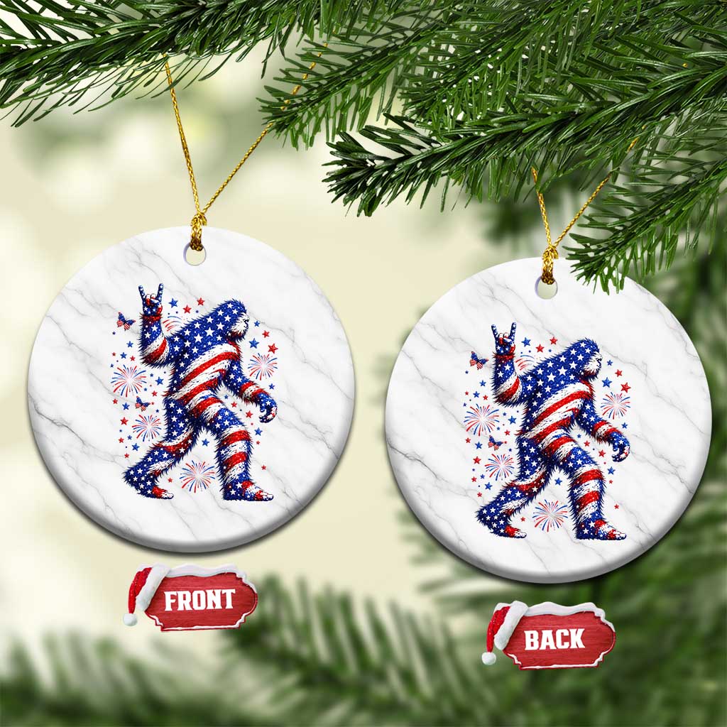 Funny Patriotic Bigfoot Ceramic Ornament 4th Of July Freedom TS12 1pc White Marble Print Your Wear