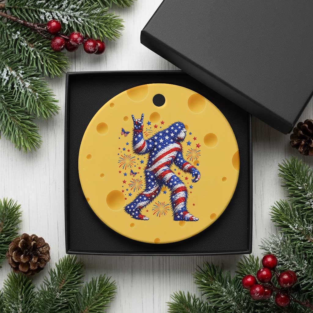 Funny Patriotic Bigfoot Ceramic Ornament 4th Of July Freedom TS12 1pc Yellow Cheese Print Your Wear