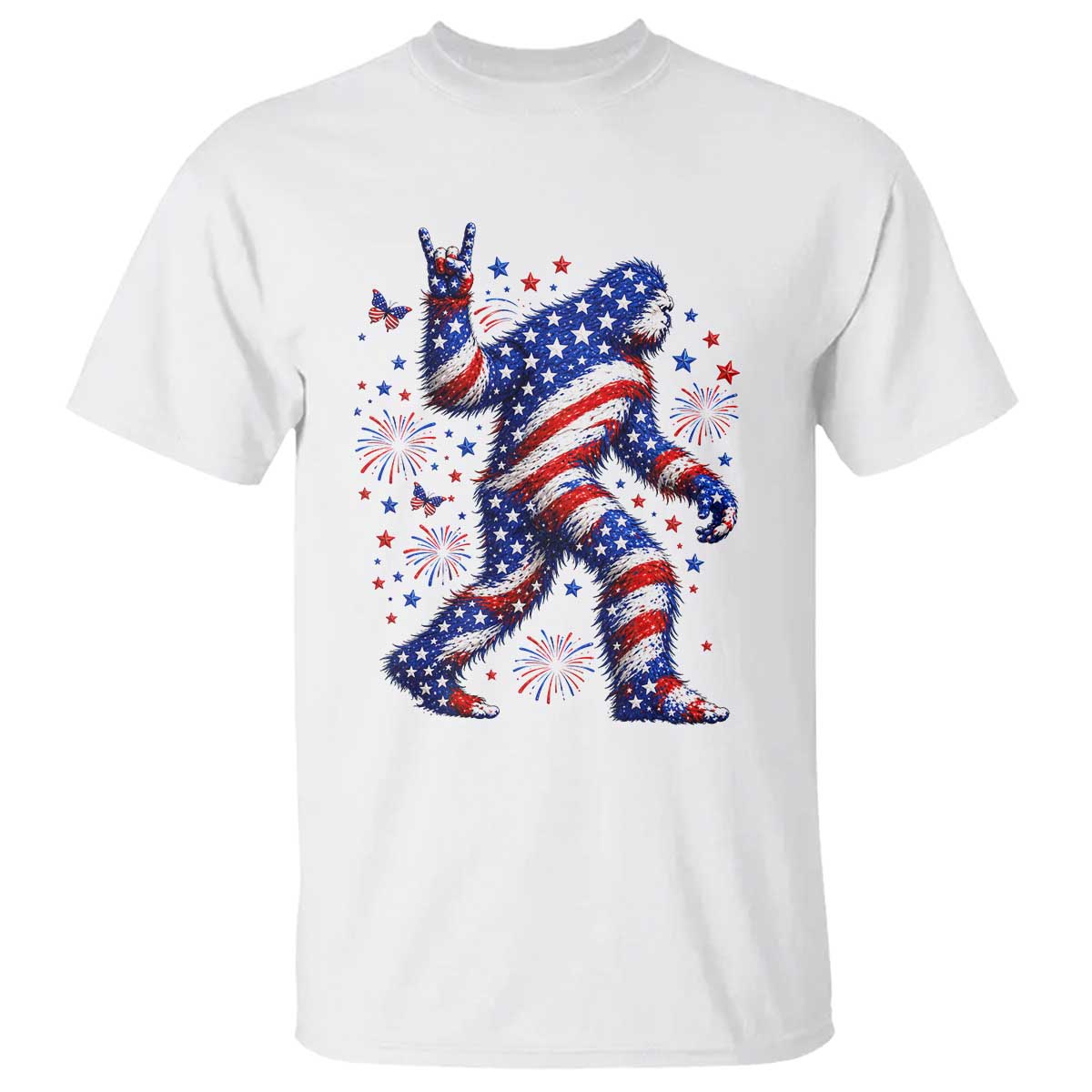 Funny Patriotic Bigfoot T Shirt 4th Of July Freedom TS12 White Print Your Wear