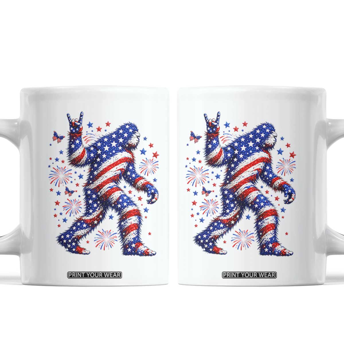 Funny Patriotic Bigfoot Coffee Mug 4th Of July Freedom TS12 White Print Your Wear
