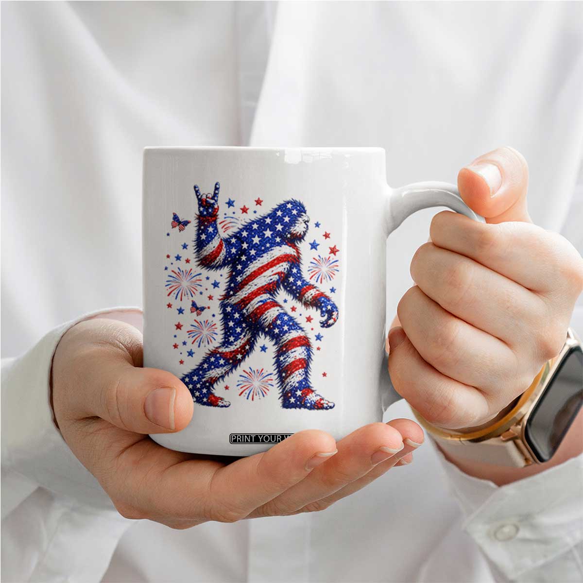 Funny Patriotic Bigfoot Coffee Mug 4th Of July Freedom TS12 Print Your Wear