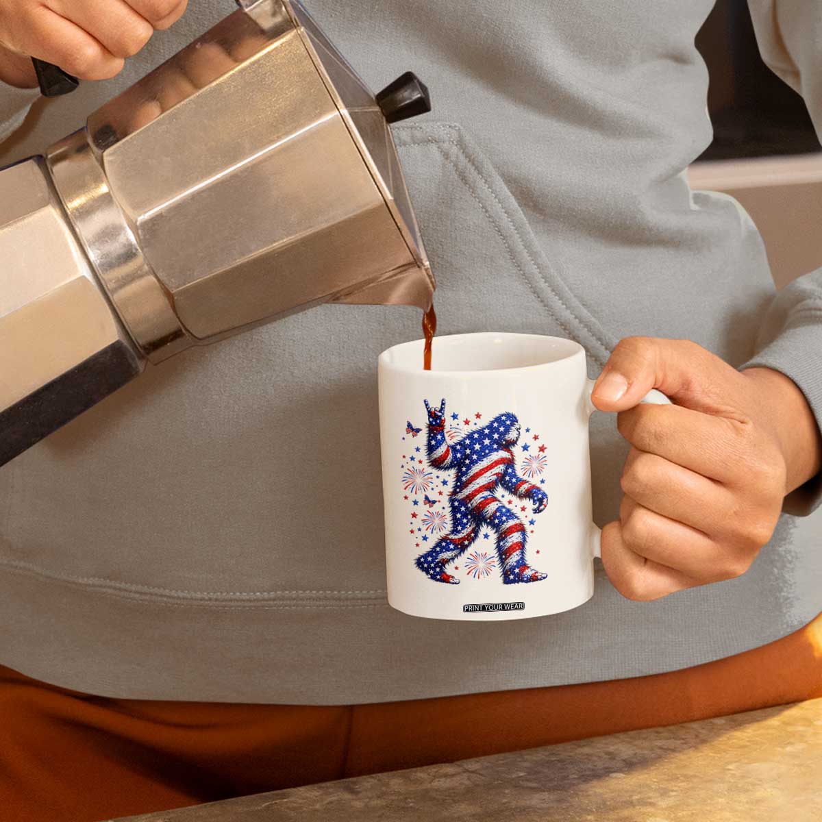 Funny Patriotic Bigfoot Coffee Mug 4th Of July Freedom TS12 Print Your Wear