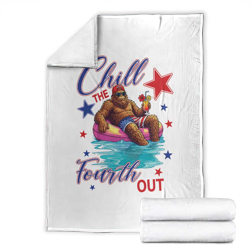 Funny Bigfoot 4th Of July Throw Blanket Chill The Fourth Out TS12 White Print Your Wear