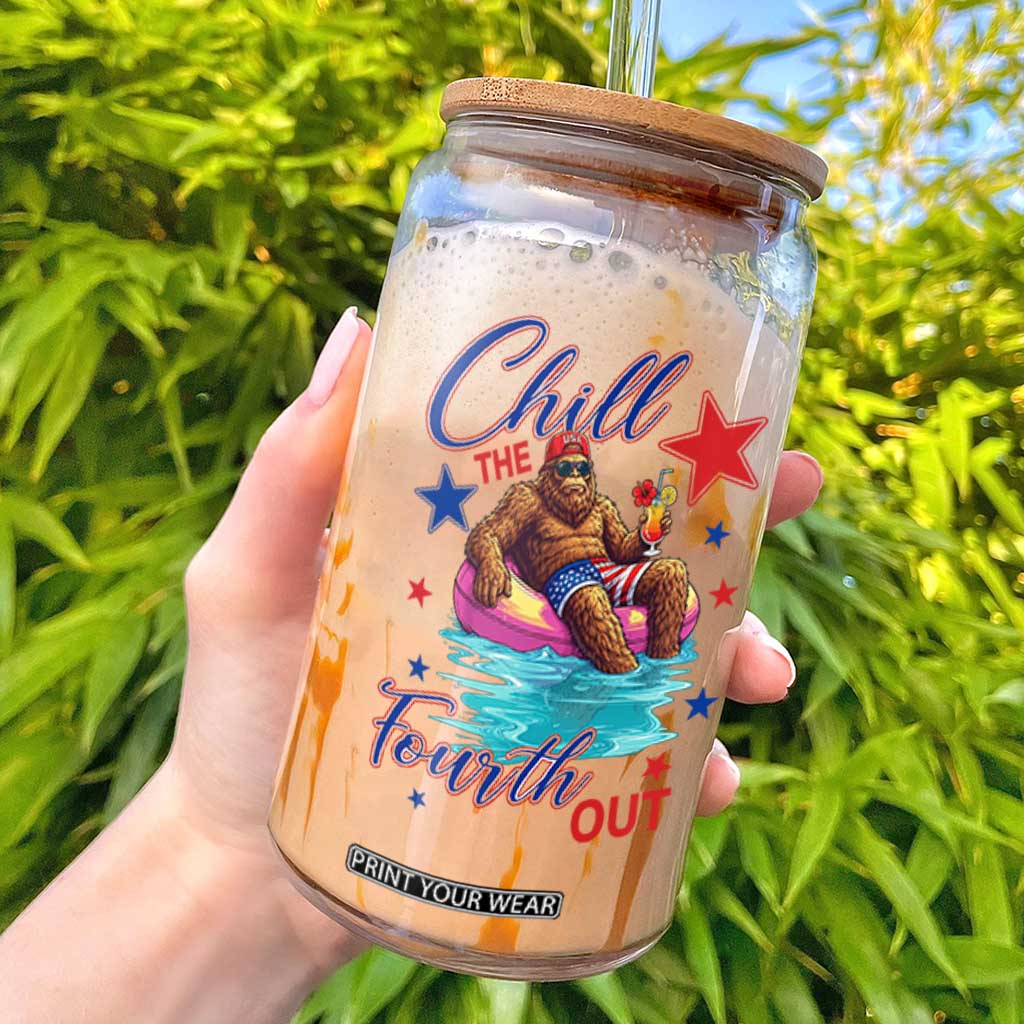 Funny Bigfoot 4th Of July Glass Can Chill The Fourth Out TS12 White Print Your Wear