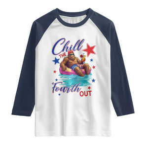 Funny Bigfoot 4th Of July Raglan Shirt Chill The Fourth Out TS12 White Navy Print Your Wear