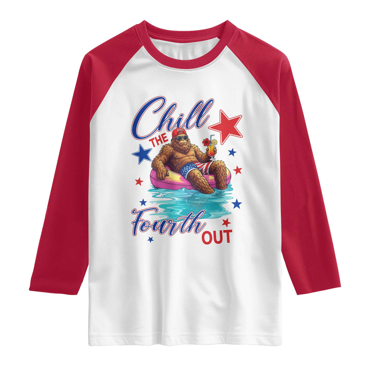 Funny Bigfoot 4th Of July Raglan Shirt Chill The Fourth Out TS12 White Red Print Your Wear