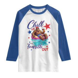 Funny Bigfoot 4th Of July Raglan Shirt Chill The Fourth Out TS12 White Royal Print Your Wear