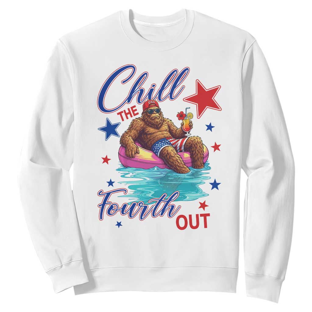 Funny Bigfoot 4th Of July Sweatshirt Chill The Fourth Out TS12 White Print Your Wear