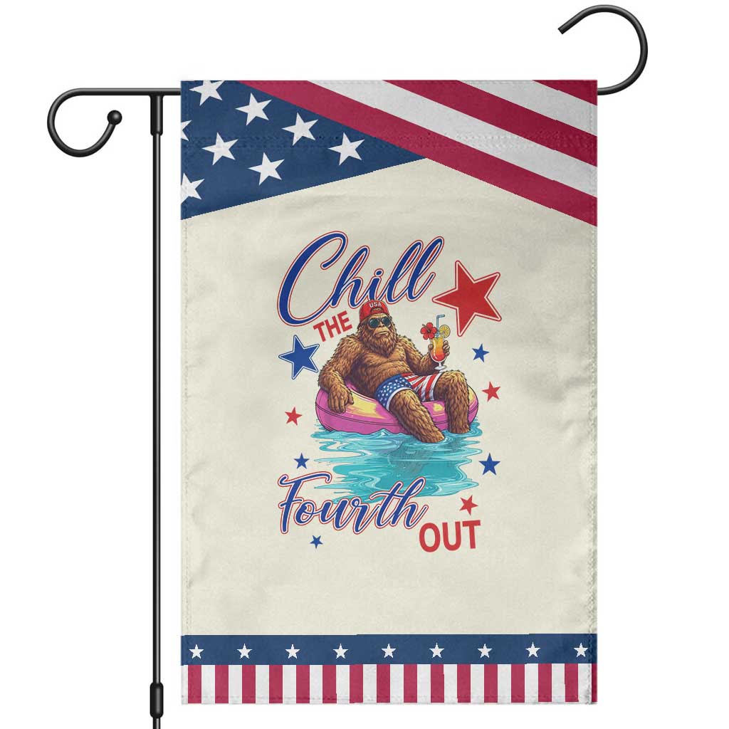 Funny Bigfoot 4th Of July Patriotic Garden Flag Chill The Fourth Out TS12 Modern Beige Blue Print Your Wear