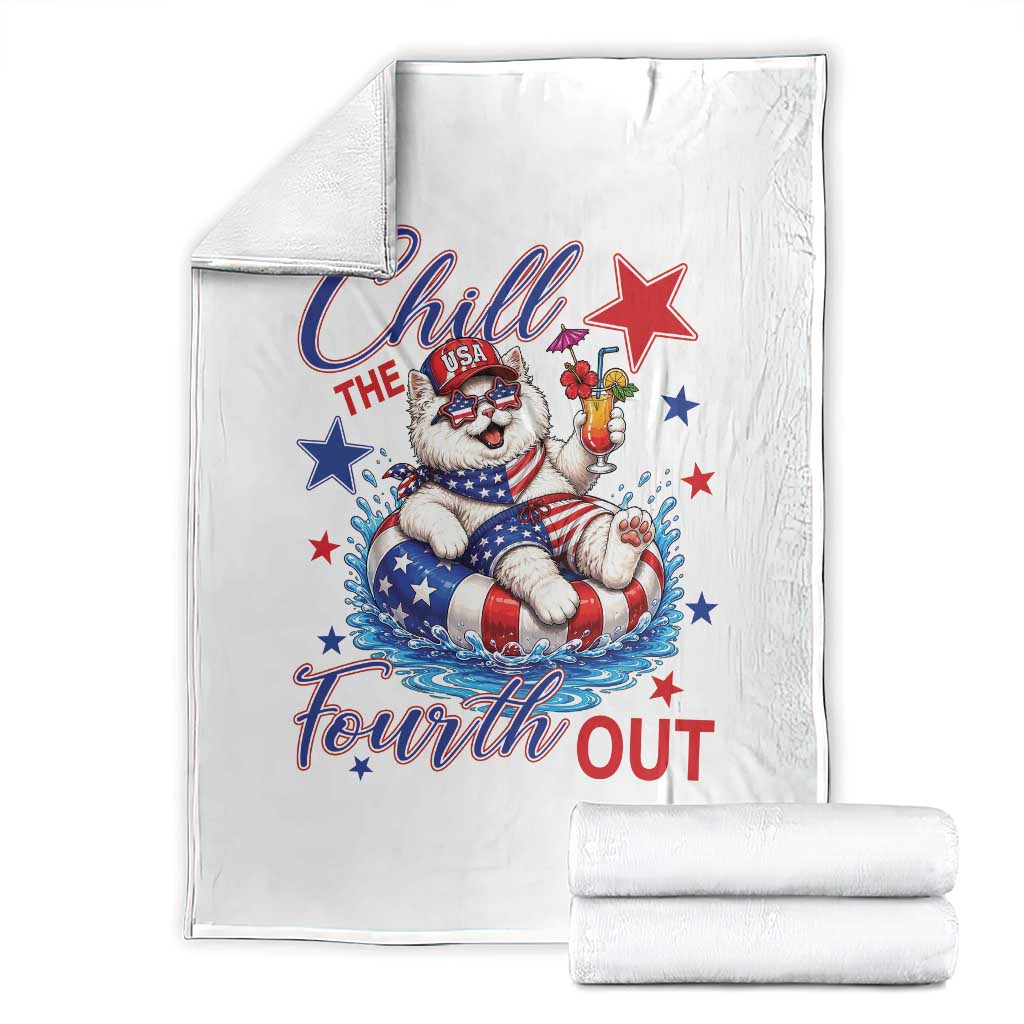 Funny Patriotic Persian Cat Throw Blanket Chill The Fourth Out TS12 White Print Your Wear