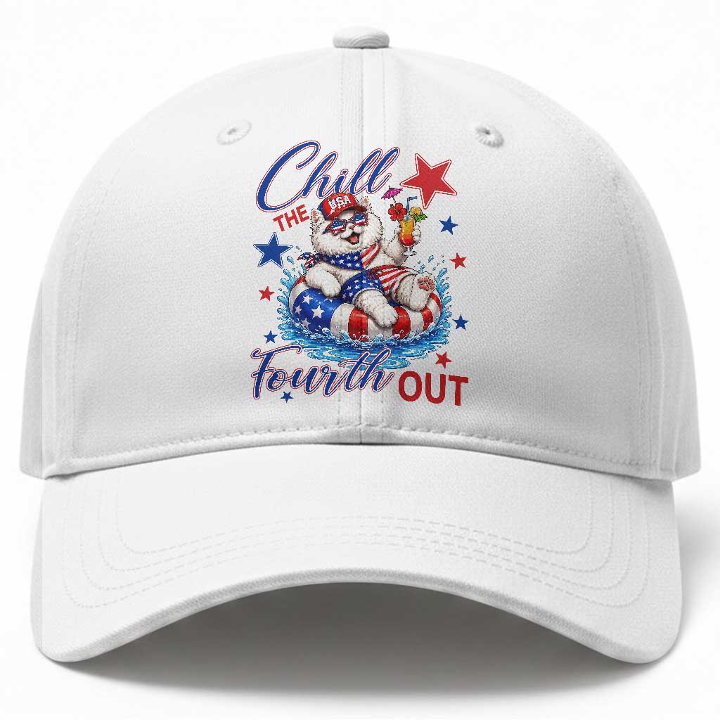 Funny Patriotic Persian Cat Baseball Cap Chill The Fourth Out TS12 Print Your Wear