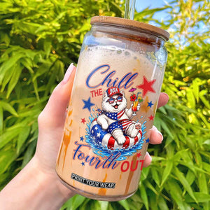 Funny Patriotic Persian Cat Glass Can Chill The Fourth Out TS12 White Print Your Wear
