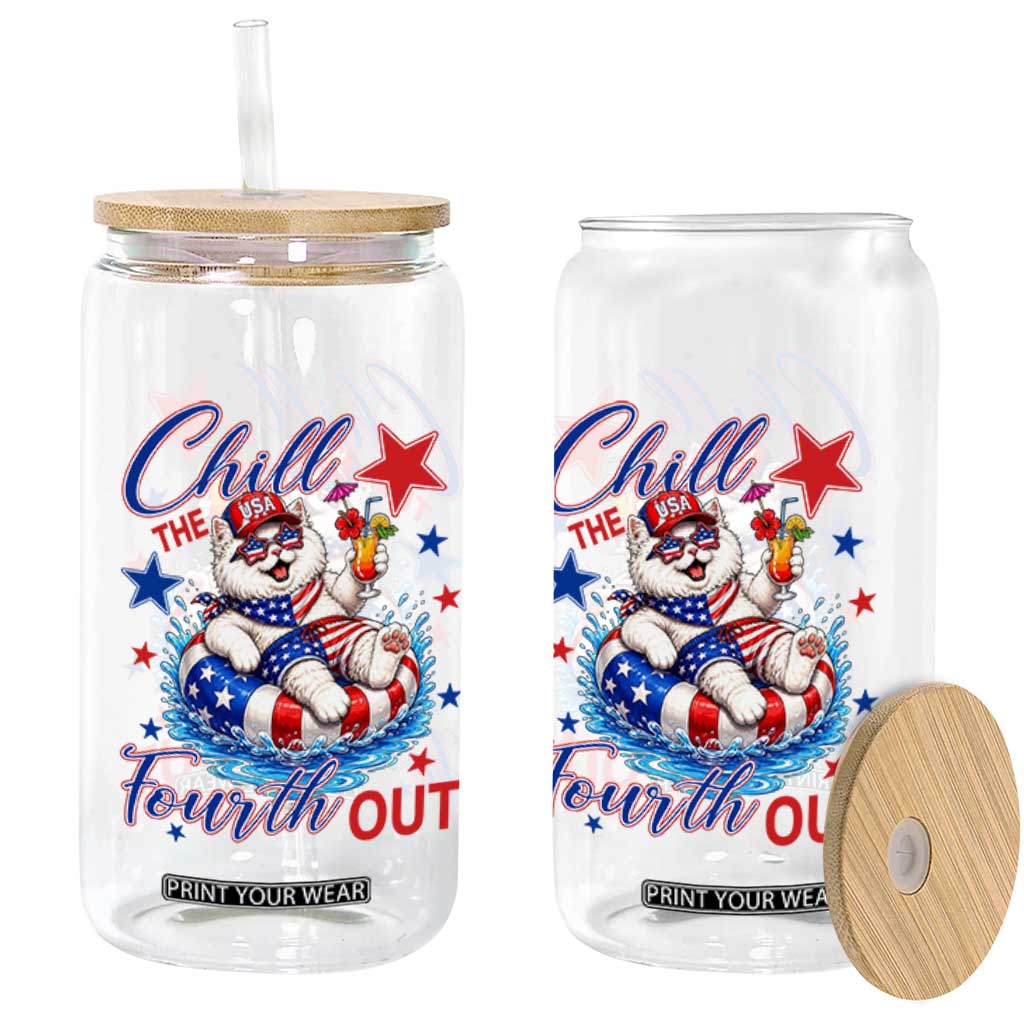 Funny Patriotic Persian Cat Glass Can Chill The Fourth Out TS12 Print Your Wear