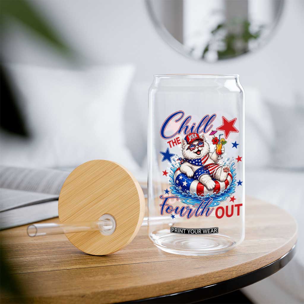 Funny Patriotic Persian Cat Glass Can Chill The Fourth Out TS12 Print Your Wear