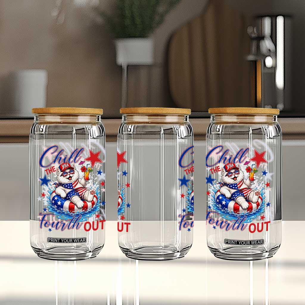 Funny Patriotic Persian Cat Glass Can Chill The Fourth Out TS12 Print Your Wear