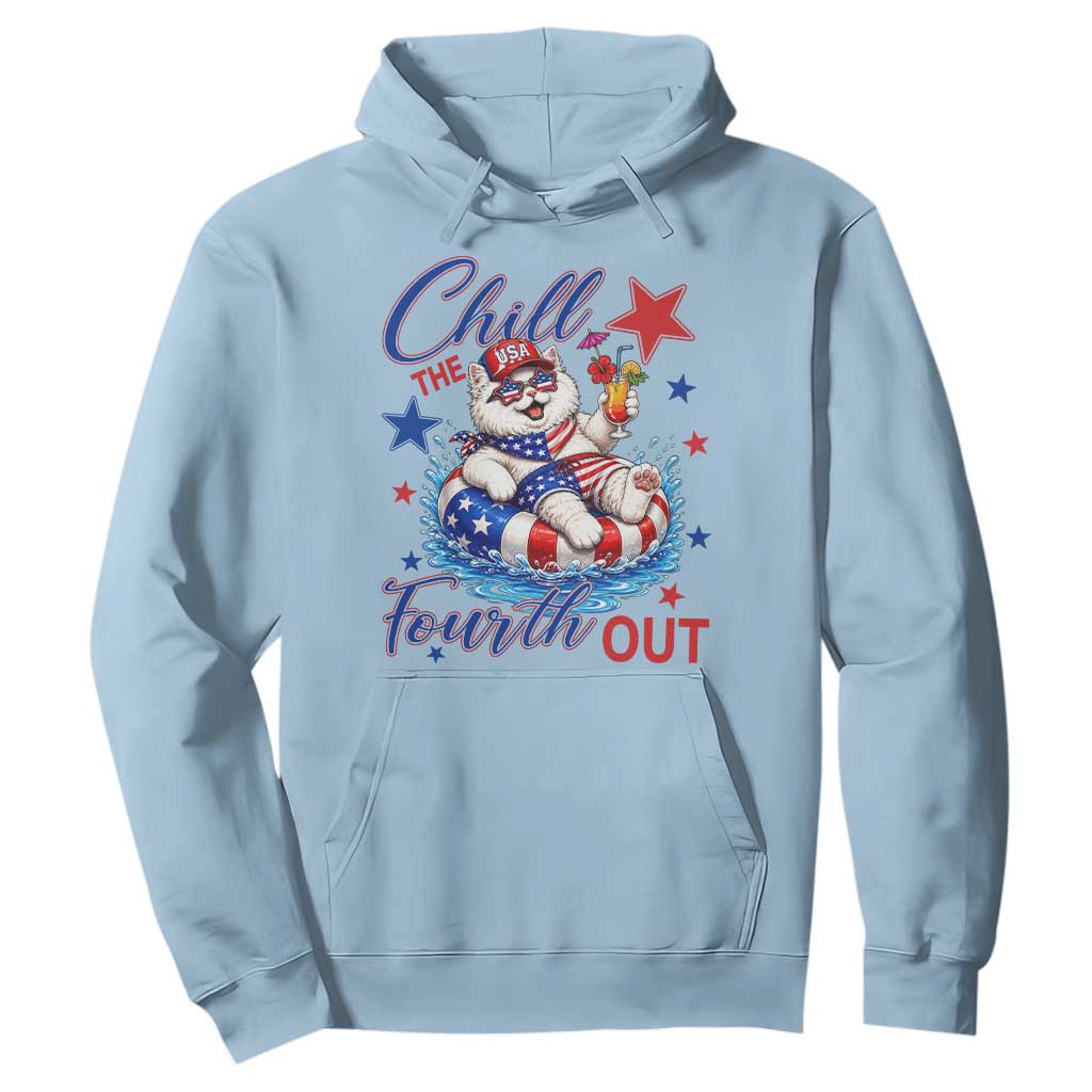 Funny Patriotic Persian Cat Hoodie Chill The Fourth Out TS12 Light Blue Print Your Wear