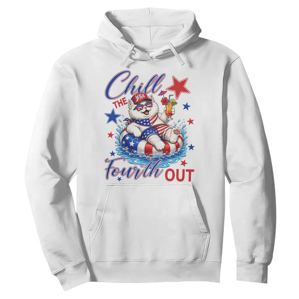 Funny Patriotic Persian Cat Hoodie Chill The Fourth Out TS12 White Print Your Wear