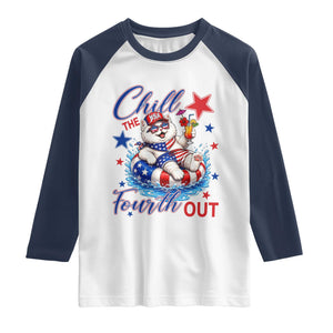 Funny Patriotic Persian Cat Raglan Shirt Chill The Fourth Out TS12 White Navy Print Your Wear