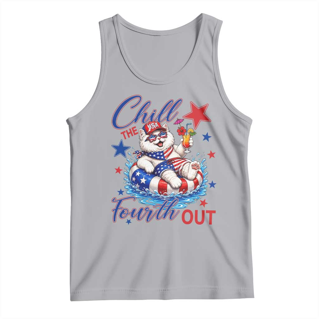 Funny Patriotic Persian Cat Tank Top Chill The Fourth Out TS12 Athletic Heather Print Your Wear