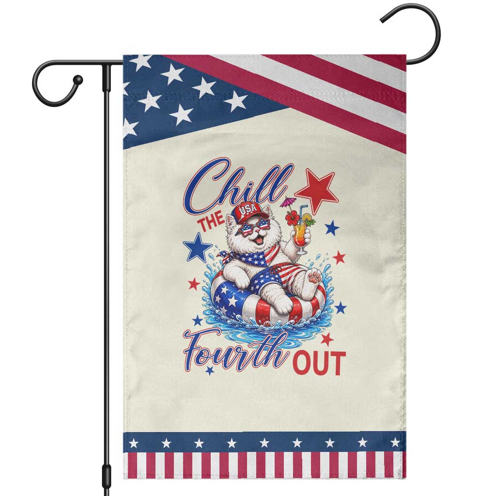Funny Persian Cat Patriotic Garden Flag Chill The Fourth Out TS12 Modern Beige Blue Print Your Wear
