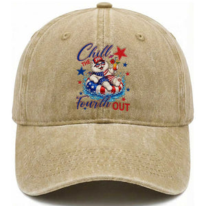 Funny Patriotic Persian Cat Washed Cotton Baseball Cap Chill The Fourth Out TS12 Print Your Wear