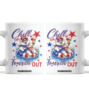 Funny Patriotic Persian Cat Coffee Mug Chill The Fourth Out TS12 White Print Your Wear