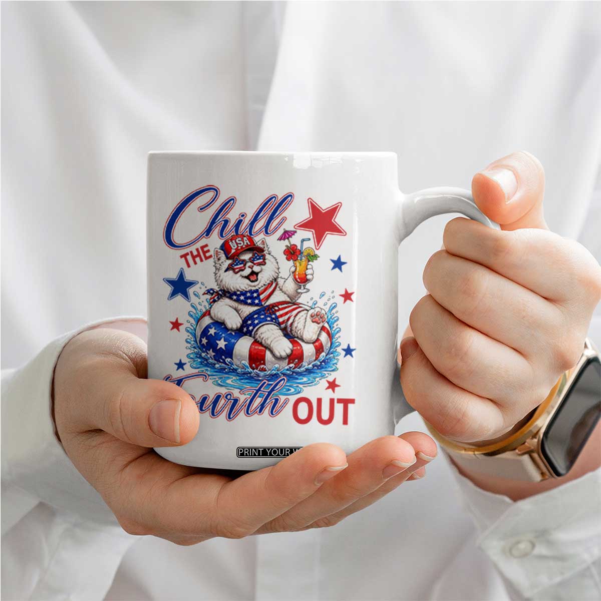 Funny Patriotic Persian Cat Coffee Mug Chill The Fourth Out TS12 Print Your Wear