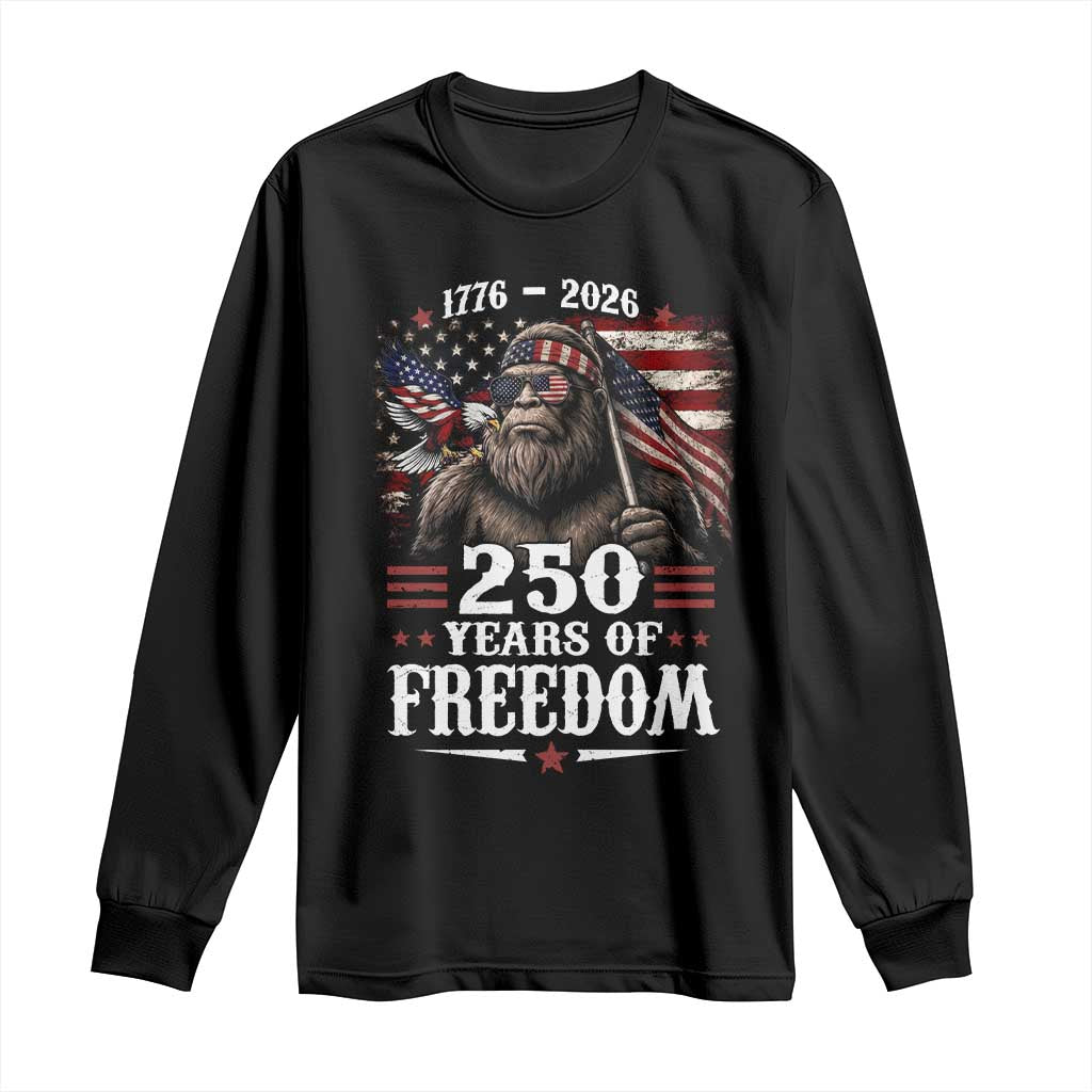 Bigfoot 250 Years Of Freedom Long Sleeve Shirt Patriotic Sasquatch Lover TS12 Black Print Your Wear