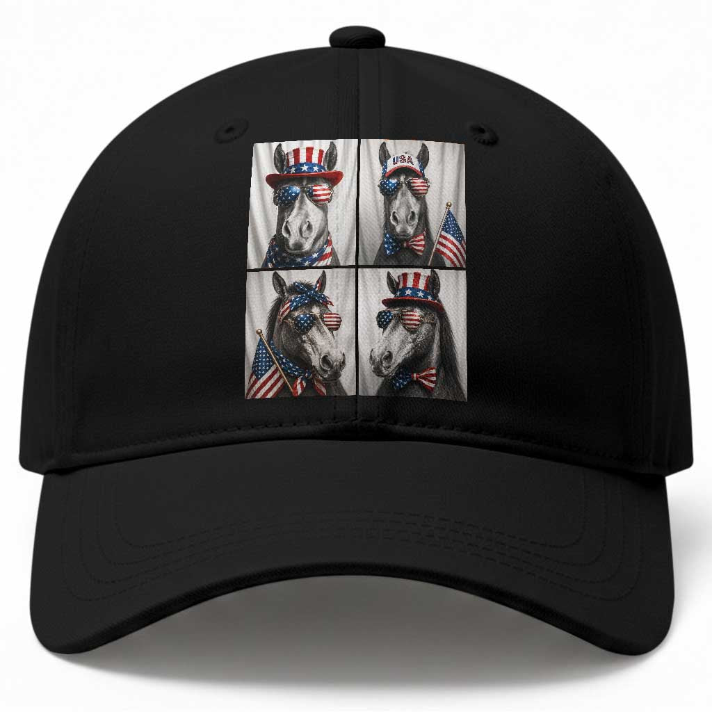 Patriotic Horse Selfie Squad Baseball Cap USA Flag Red White And Blue Graphic TS12 Print Your Wear