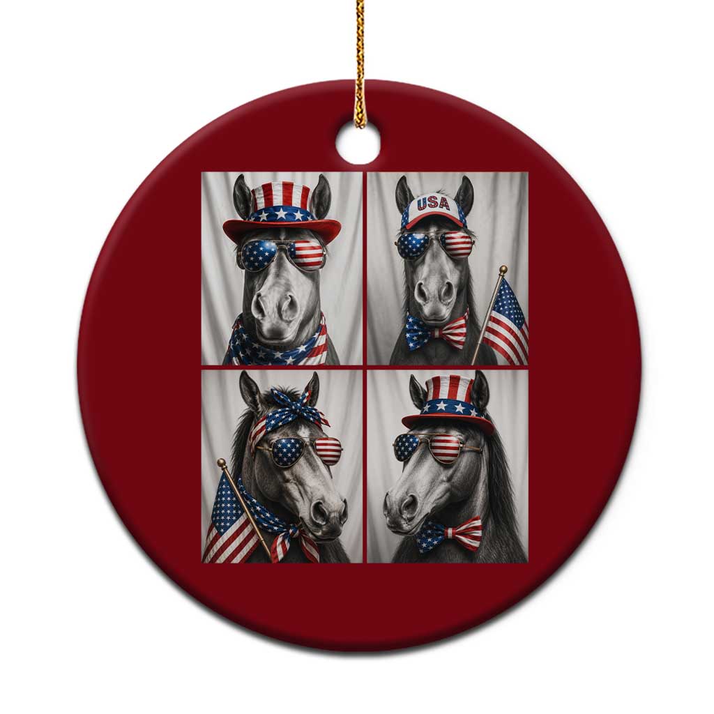Patriotic Horse Selfie Squad Ceramic Ornament USA Flag Red White And Blue Graphic TS12 1pc Red Print Your Wear