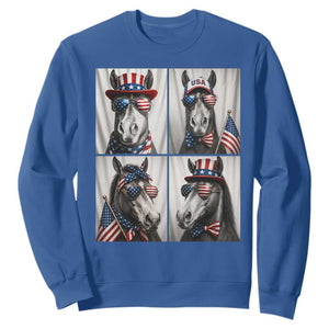 Patriotic Horse Selfie Squad Sweatshirt USA Flag Red White And Blue Graphic TS12 Royal Blue Print Your Wear