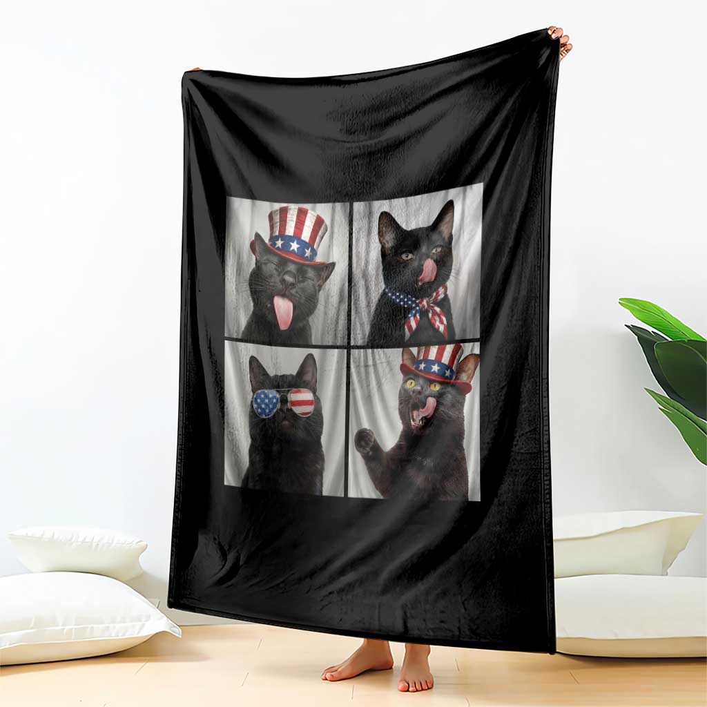 Funny Patriotic Black British Shorthair Cat Selfie Throw Blanket TS12 Print Your Wear