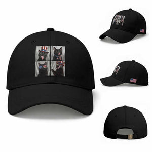 Funny Patriotic Black British Shorthair Cat Selfie Baseball Cap TS12 Baseball Cap Universal Fit Black Print Your Wear